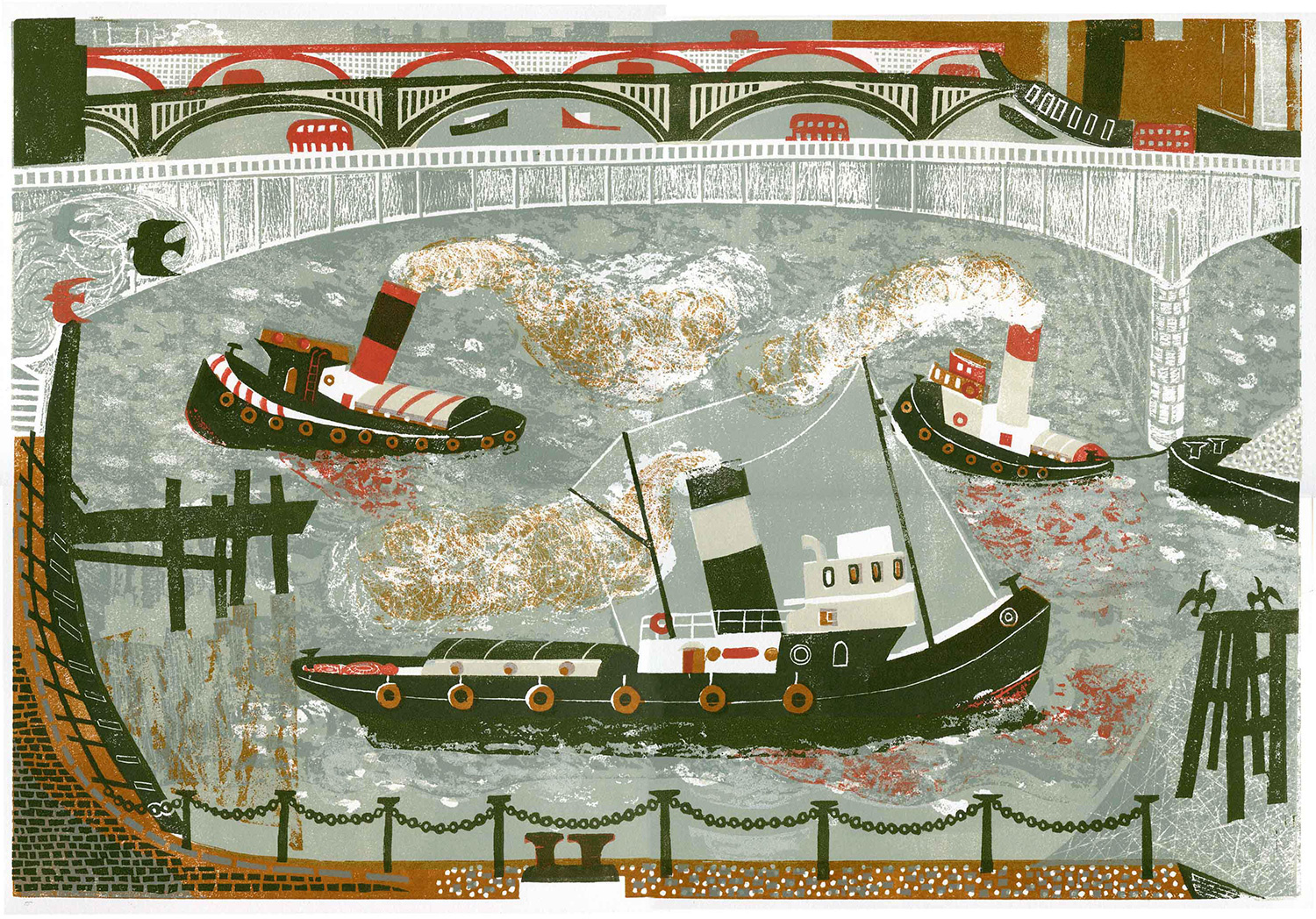 Tugboats on the Thames by Melvyn Evans