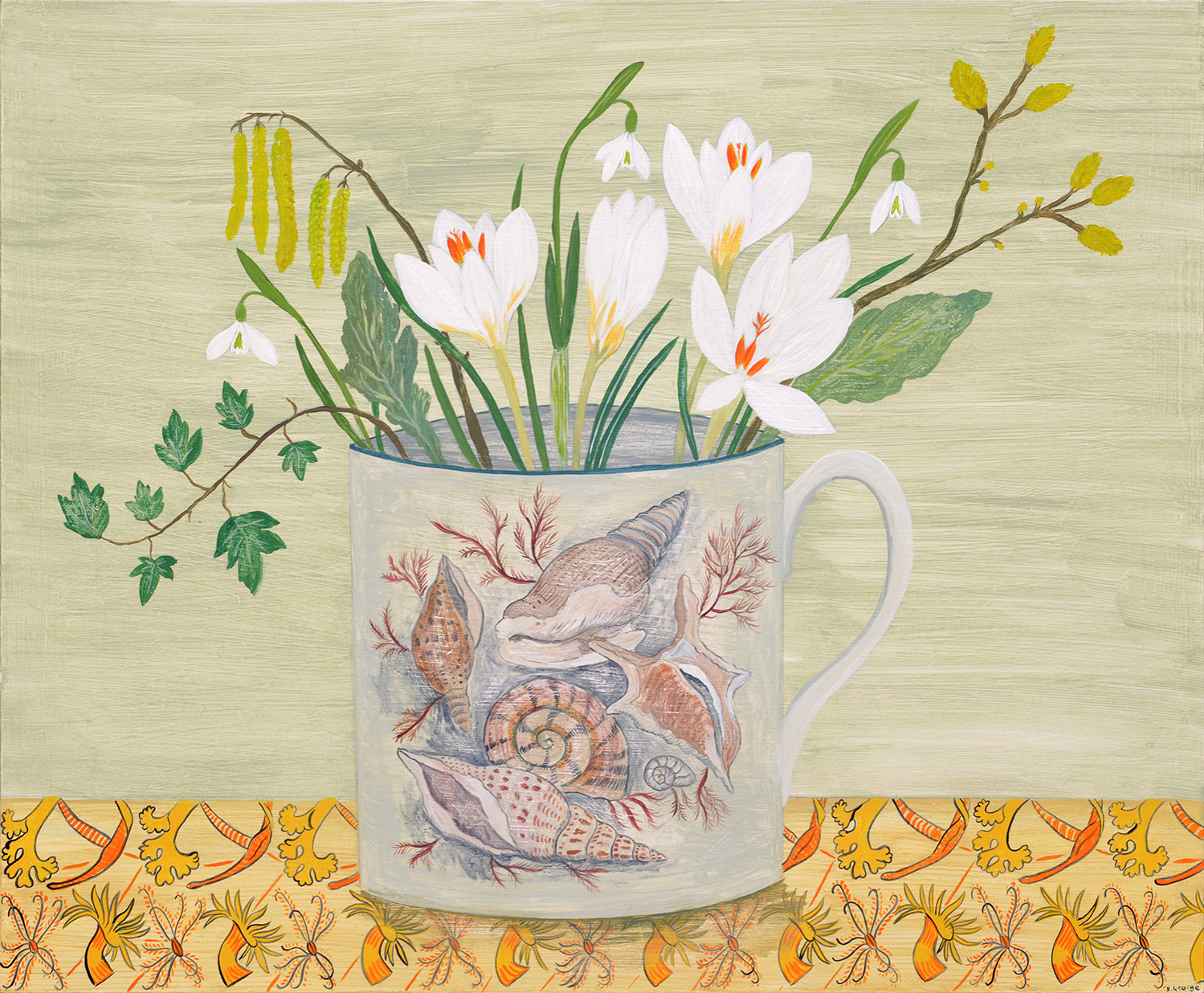 Shell Cup and Crocus by Debbie George