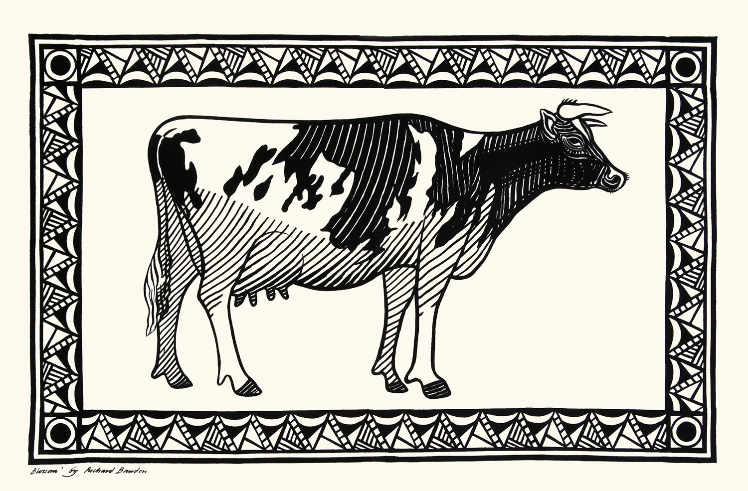 Tea Towel Cow by Richard Bawden