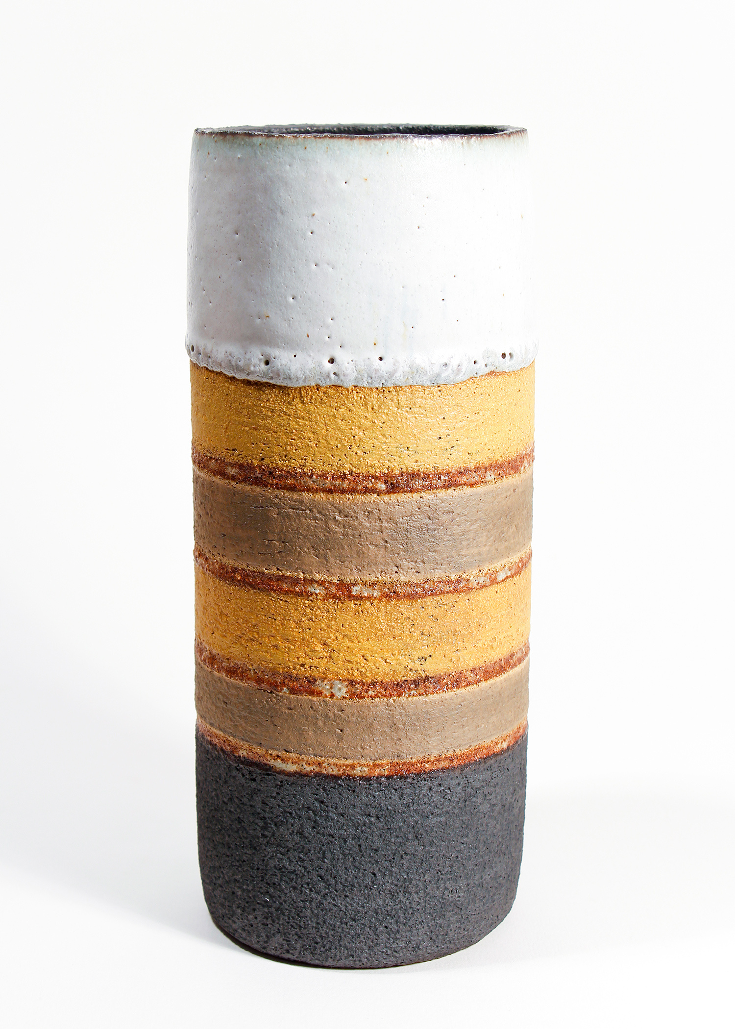 Tall Yellow/Grey/White Pot by Rosalie Dodds