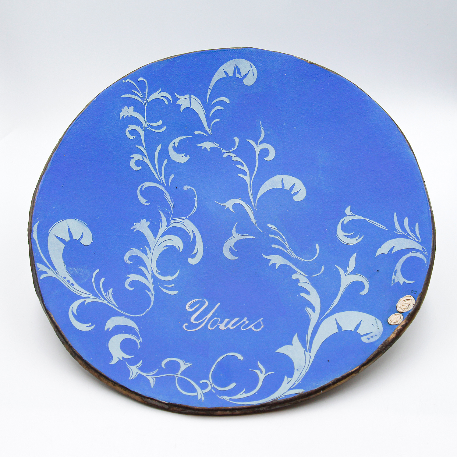 Electric Blue Plate 'Yours' by Sarah Dunstan