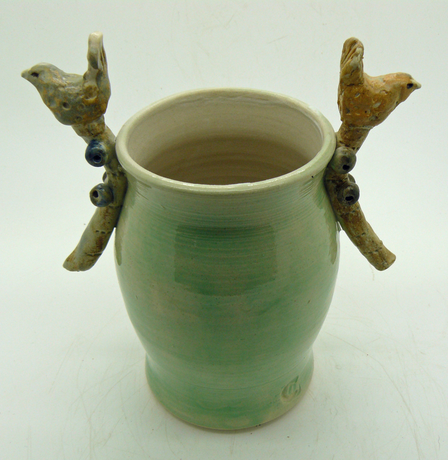 Bird Celadon Vase by Catherine Boyne-Whitelegg