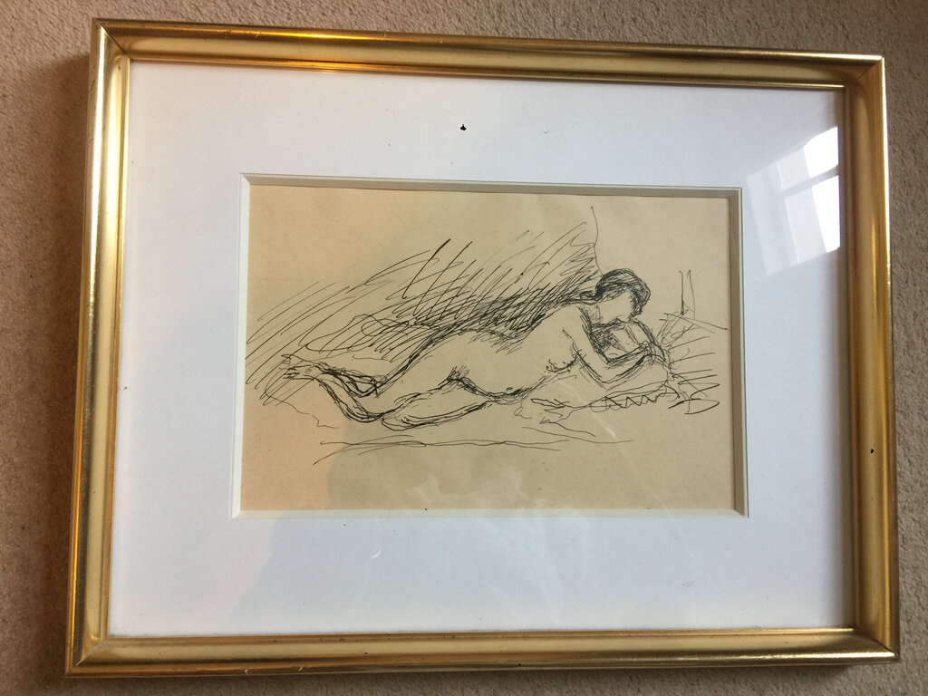 Figure allongee sur coussin by Gabriel Fournier