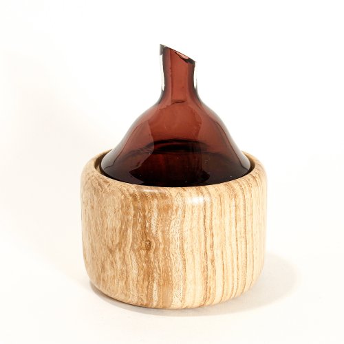 Purple Glass & Wooden Vessel