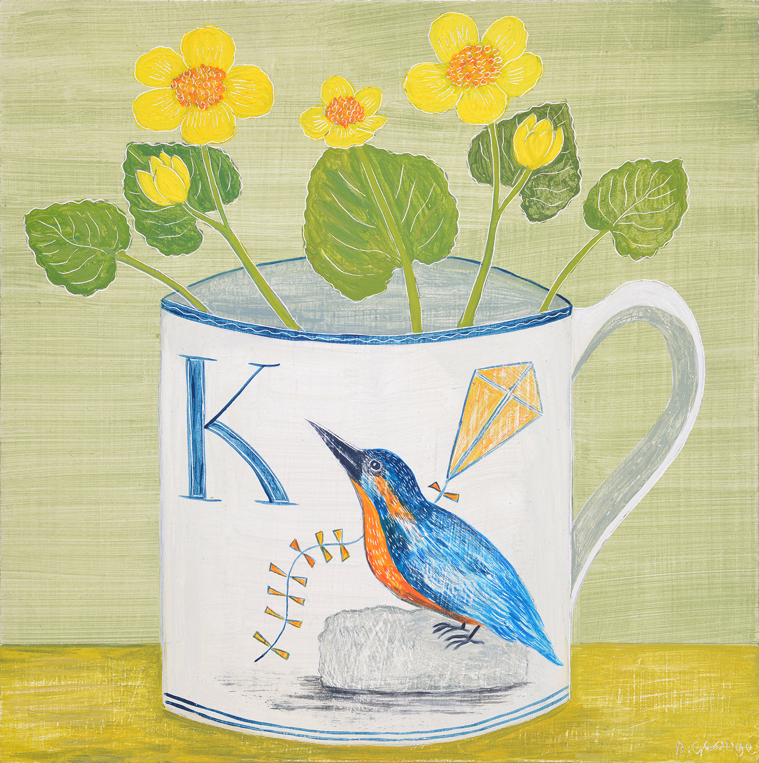 Kingfisher and King Cups by Debbie George