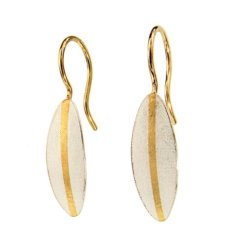 Earrings, elegant drop gold stripe