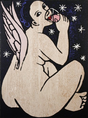 Angel Drinking Pink Champagne