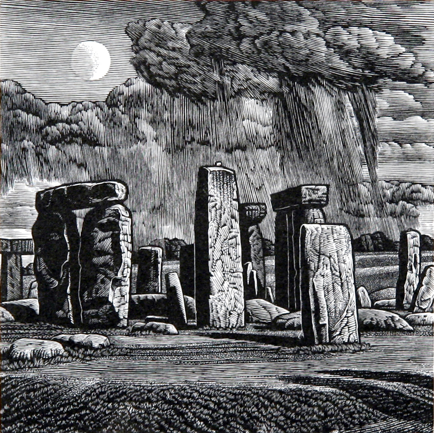 A Rising Moon, Stonehenge by Howard Phipps