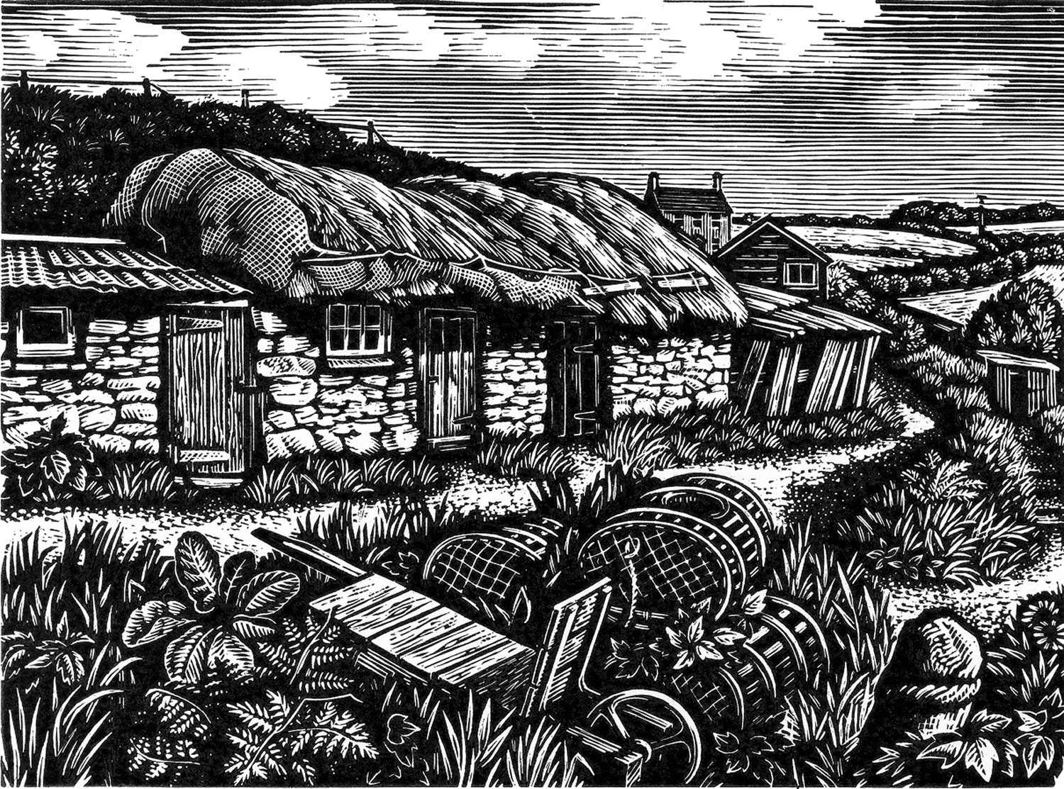 Fishing Huts at Prussia Cove by Howard Phipps