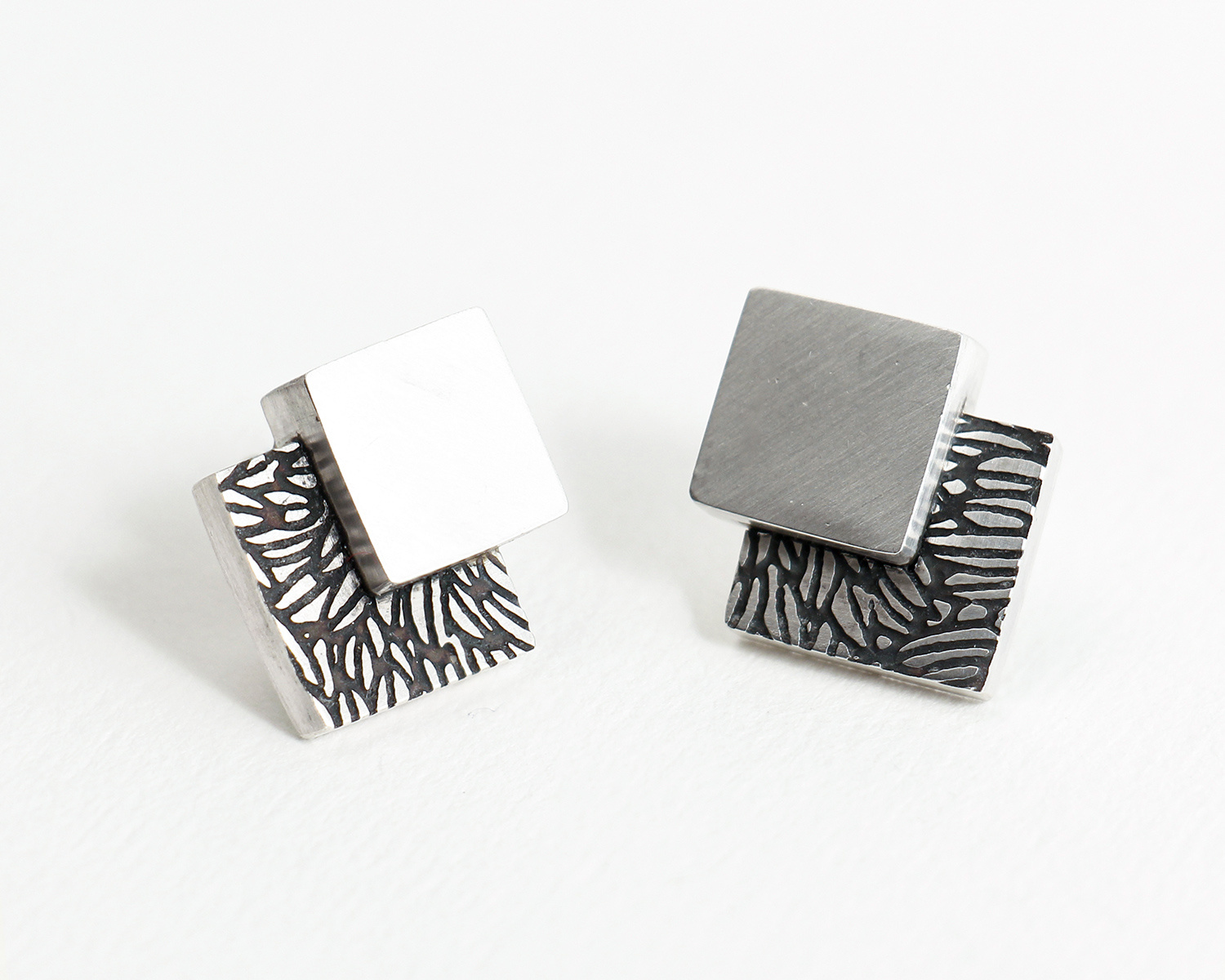 Double Square Studs by Jill Newbrook