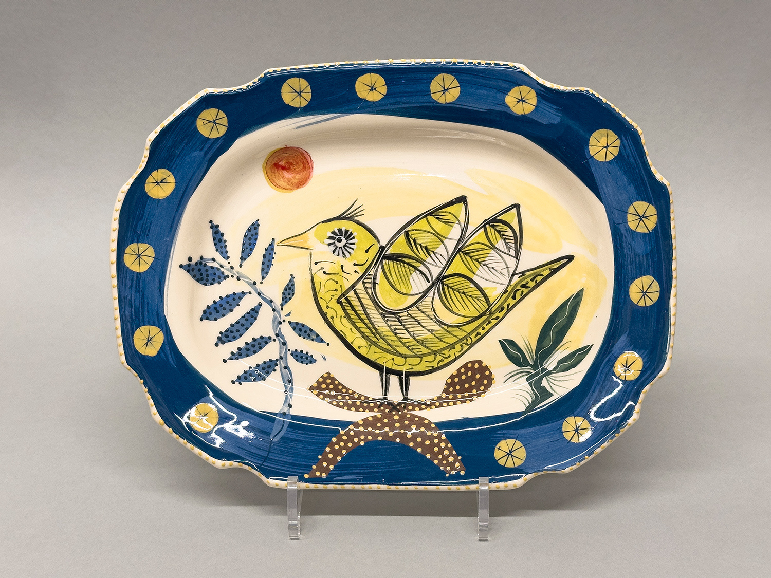 Small Oval Plate 'Sunset Bird' by Irena Sibrijns