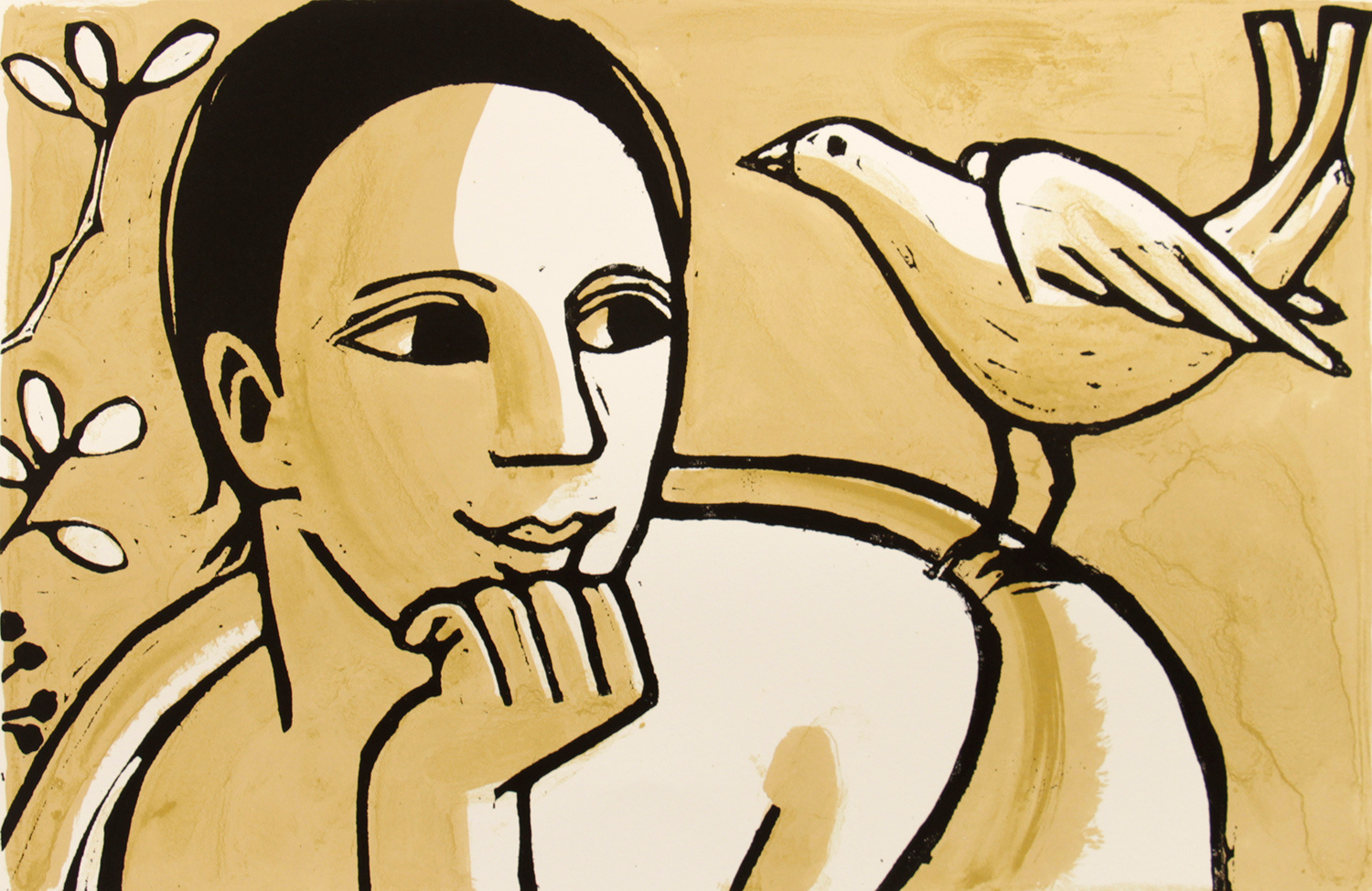 Lady with Dove by Anita Klein