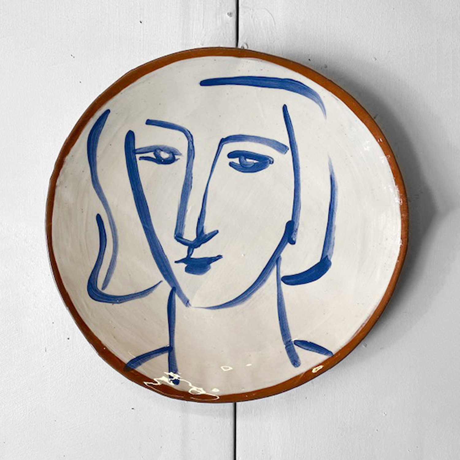 Blue Face Wall Plate/Platter by Kate Reynolds