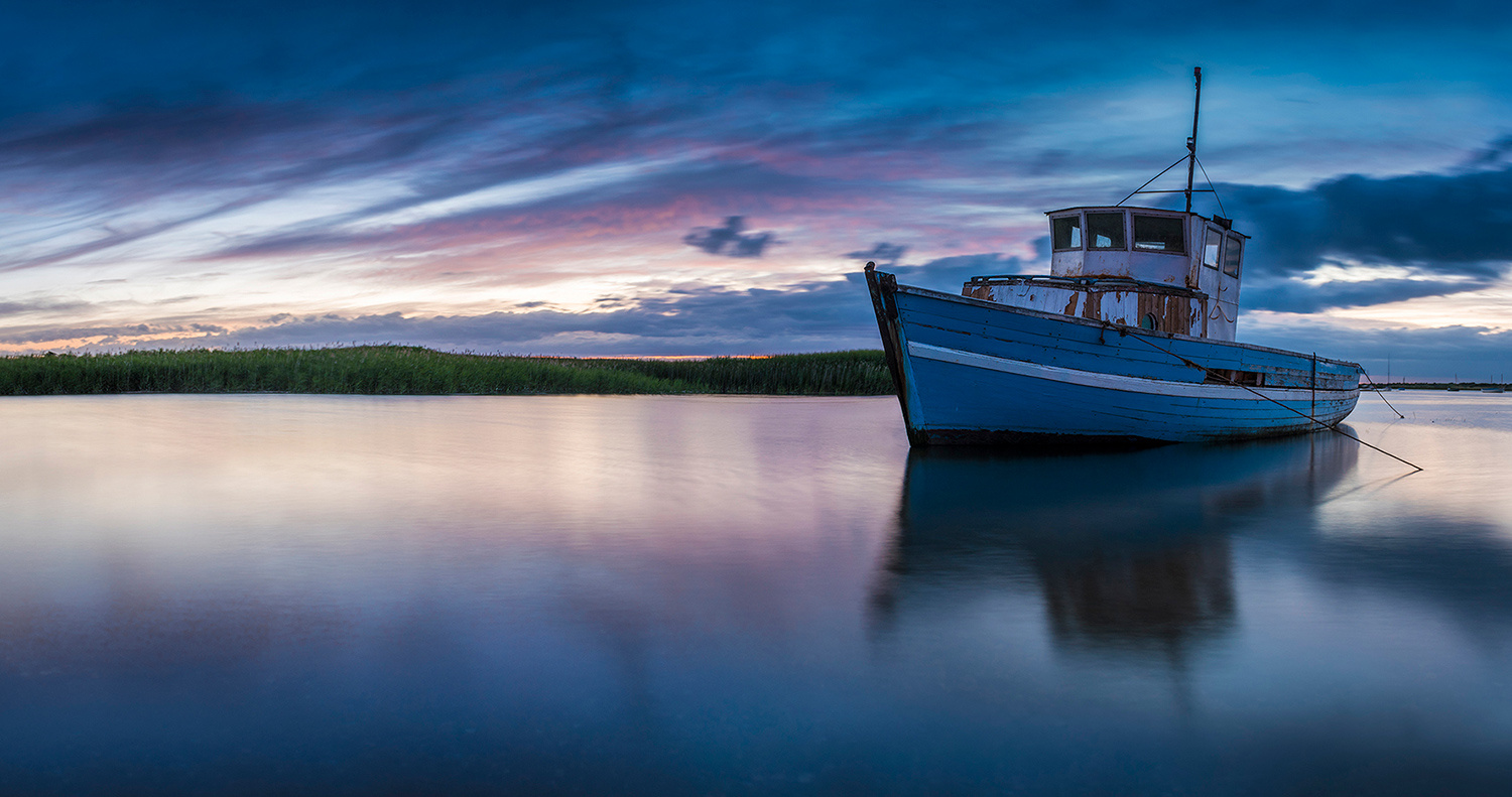 Blue Boat at Dusk, Brancaster Staithe by Matthew Usher