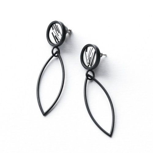 Image of Shred Marked Long Leaf Earrings