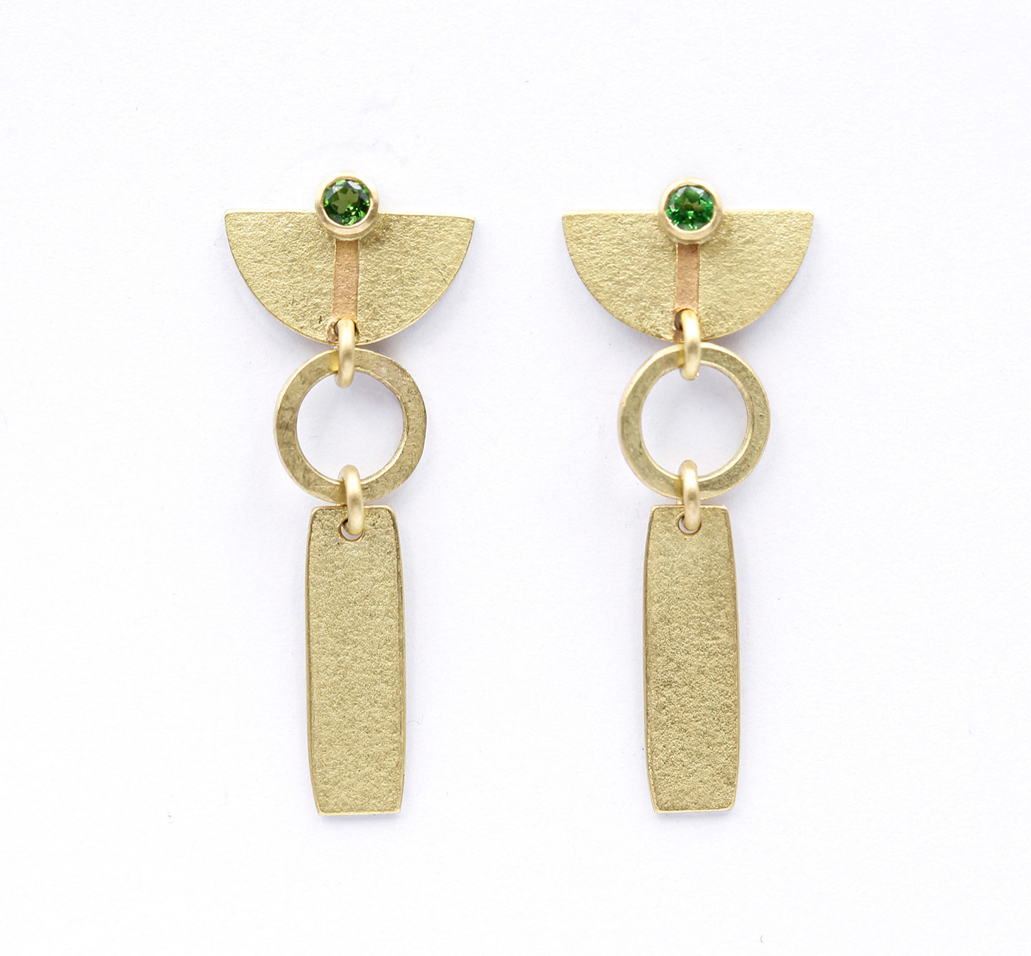 Earrings, Long 1/2 Disc by Catherine Mannheim