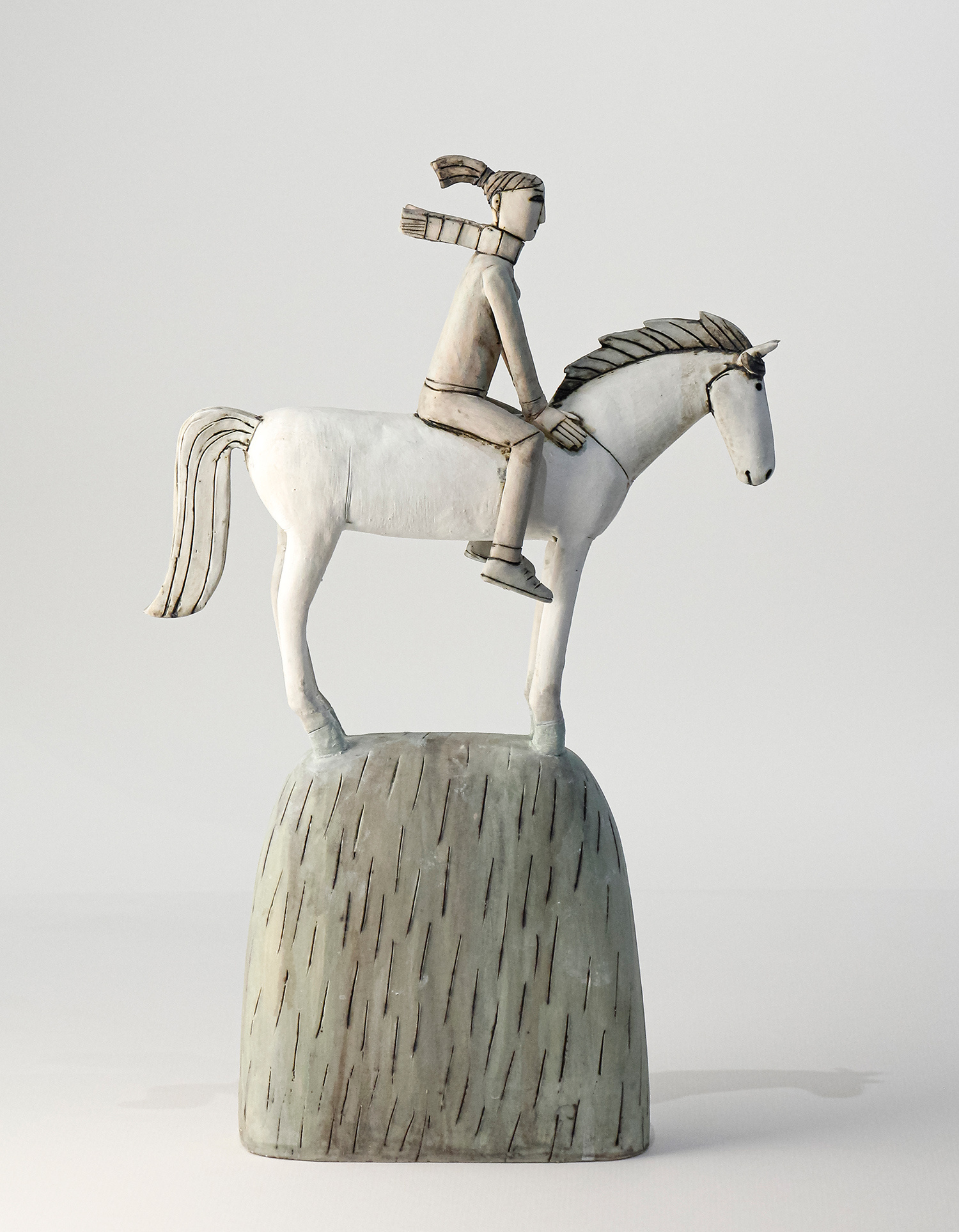 Lady Rider on a Hill in the Wind by Anna Noel