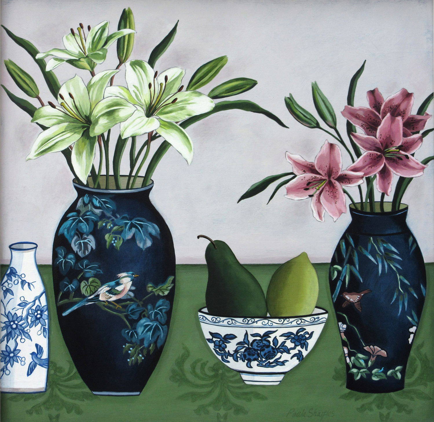 Cloisonne Vase & Lilies by Paula Sharples