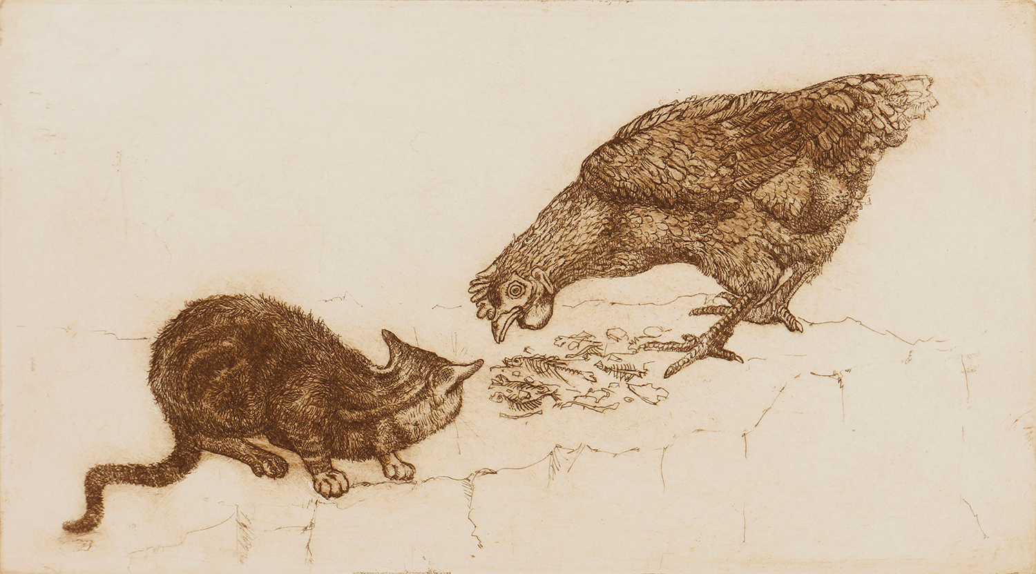 Cat & Hen (Crete) by Anna Ravenscroft