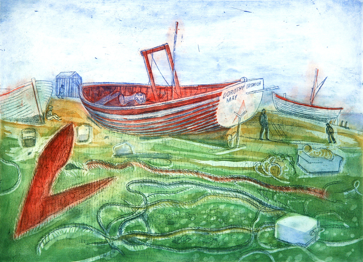 Aldeburgh Fishing Boats by Richard Bawden