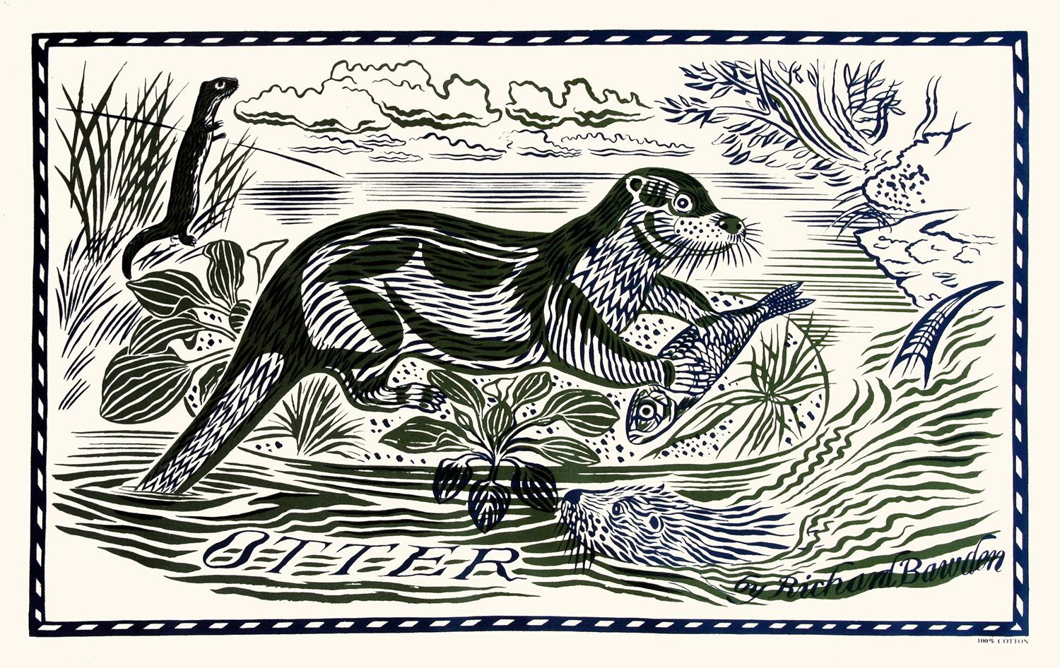 Tea Towel Otter by Richard Bawden