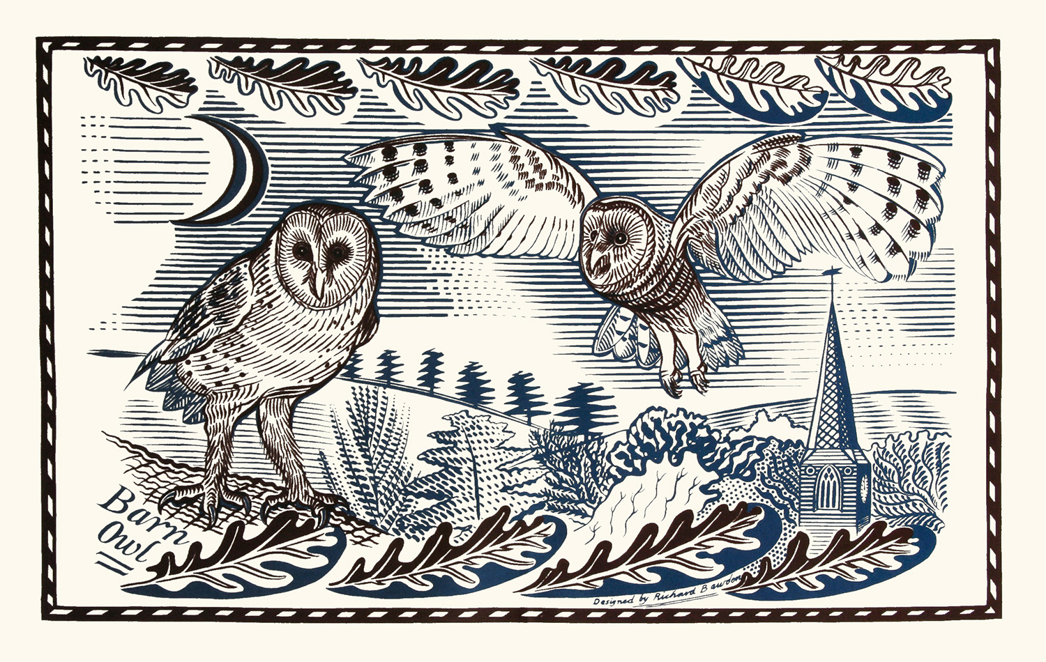 Tea Towel Owls by Richard Bawden