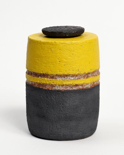 Yellow/Black Lidded Pot