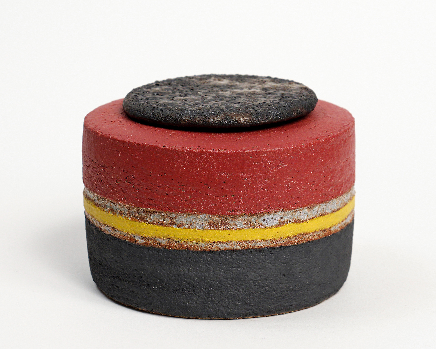 Red/Yellow/Black Lidded Pot by Rosalie Dodds