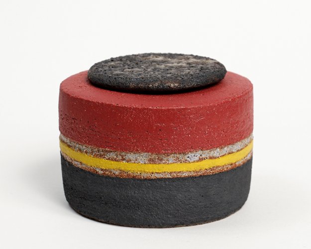 Red/Yellow/Black Lidded Pot