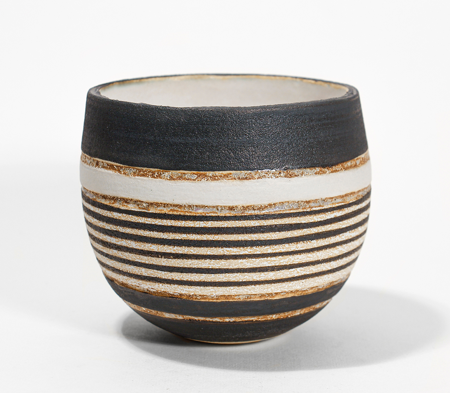 Black & White Striped Bowl by Rosalie Dodds