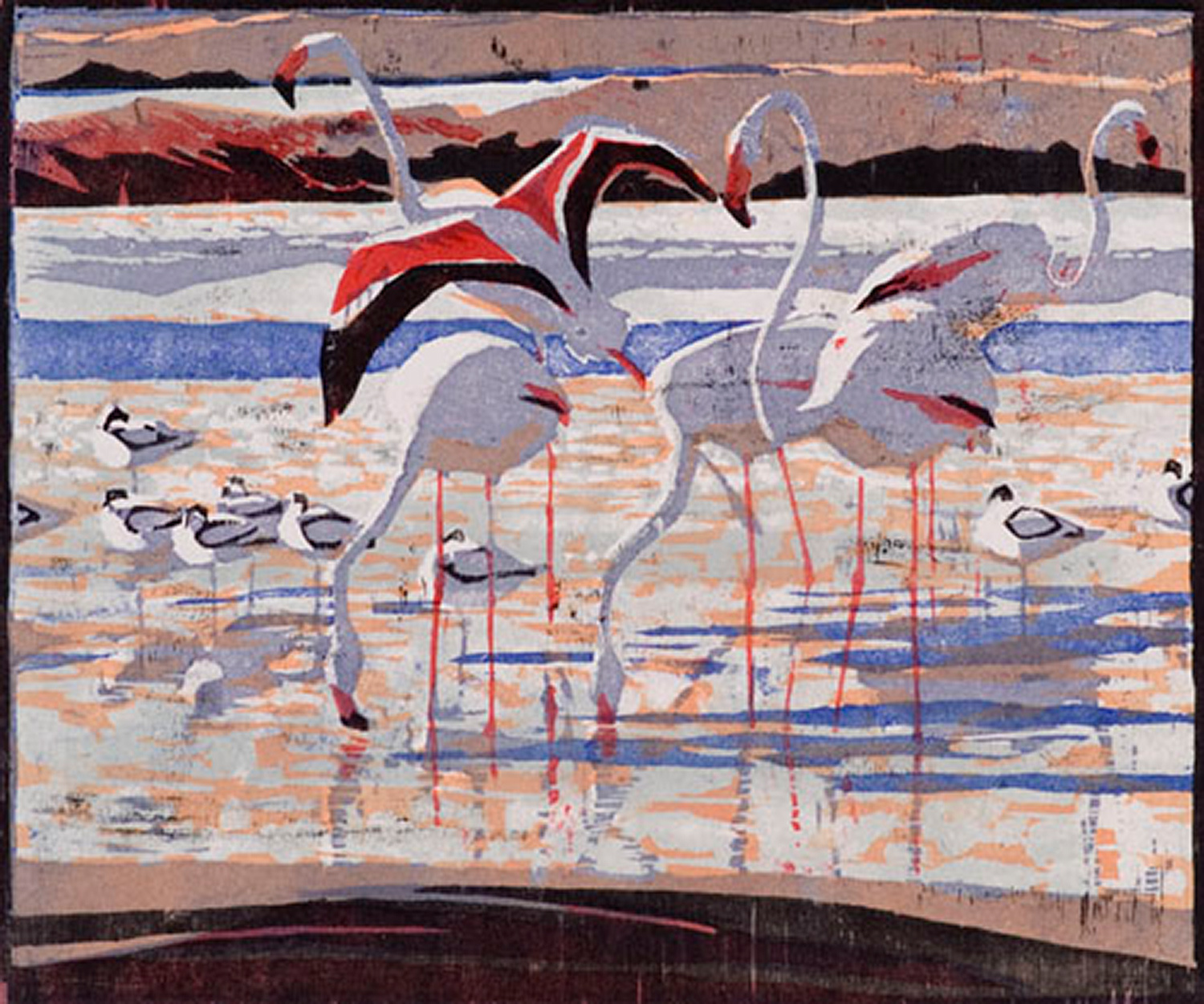 Flamingos & Avocets by Robert Greenhalf