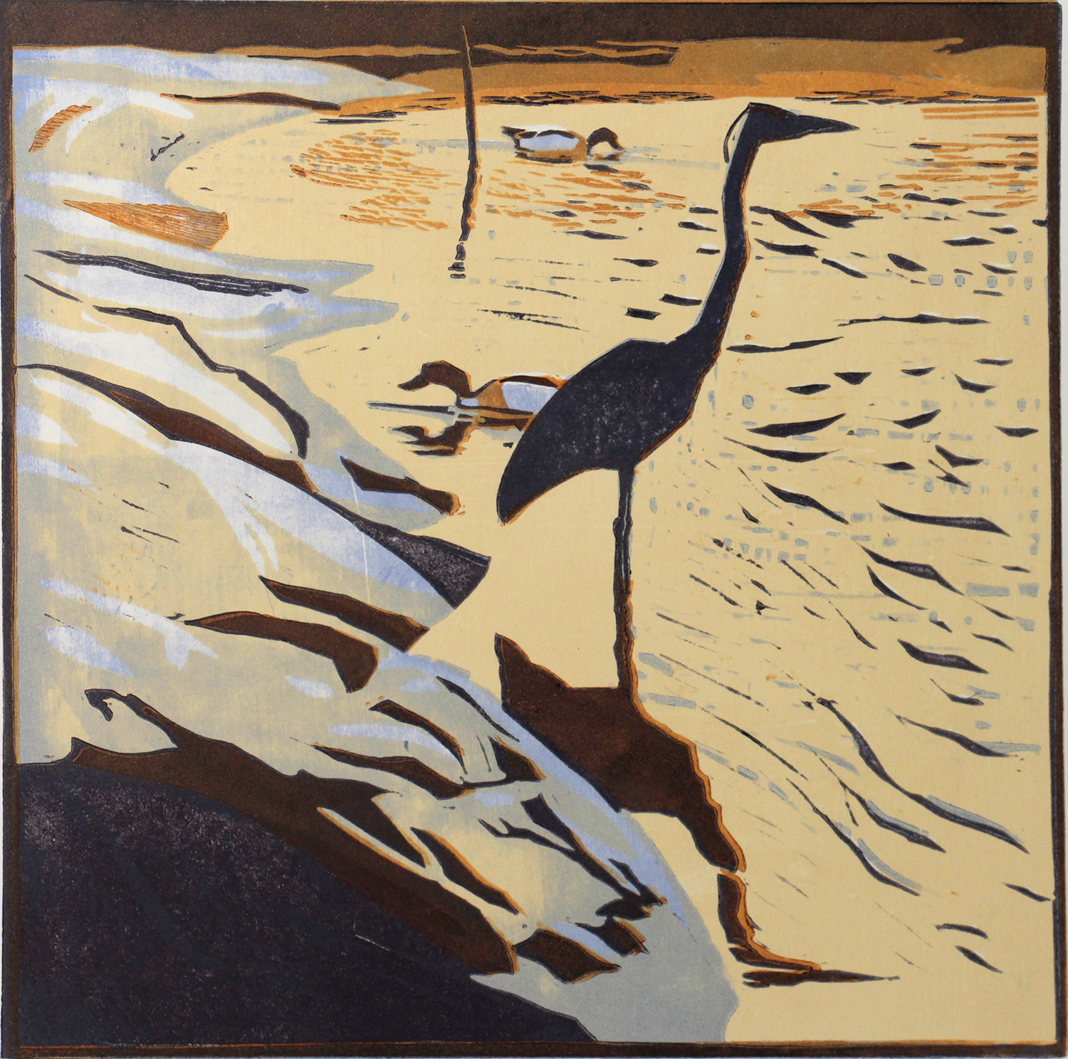 Heron & Shelduck by Robert Greenhalf
