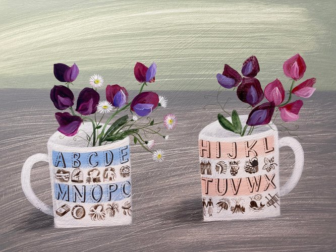 Sweet Peas in the Ravilious Mugs