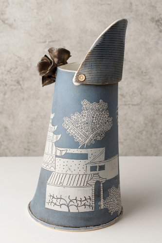 China Blue Jug with Flowers, medium