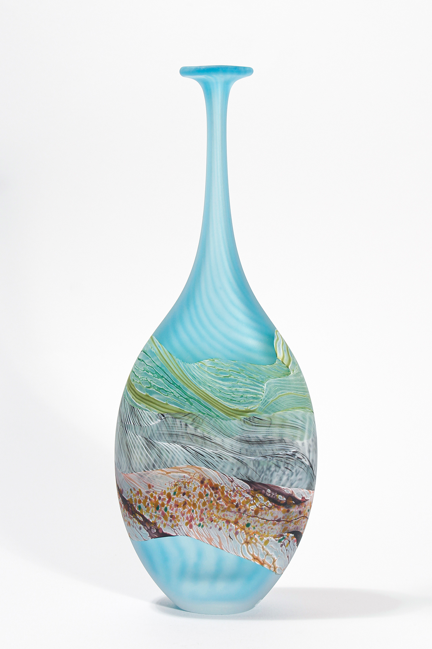 Flint Flattened Vase, small by Thomas Petit