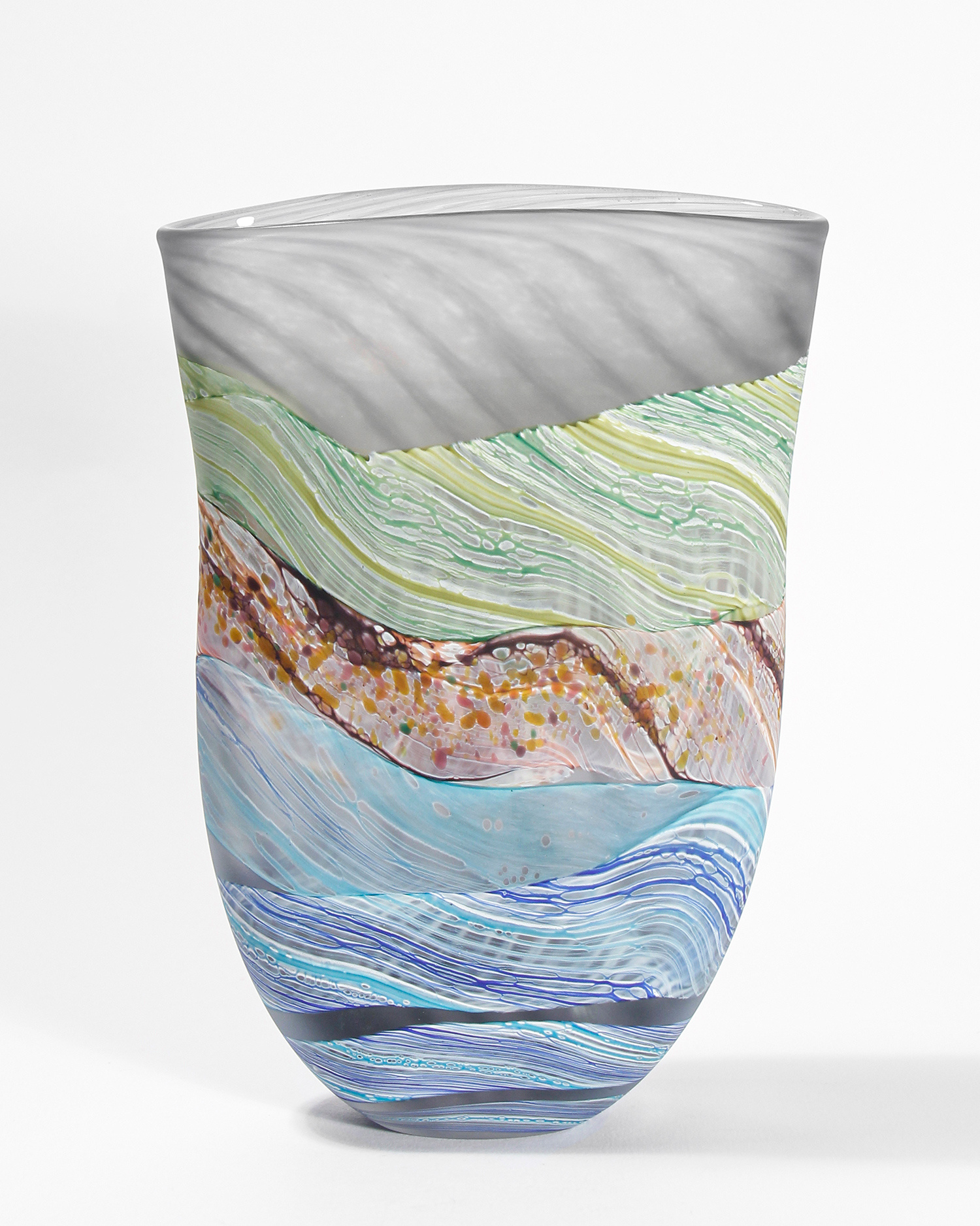 Stormy Skies Flat Vase, small by Thomas Petit