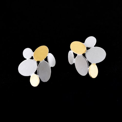 Image of Mixed Oval Flower Earrings