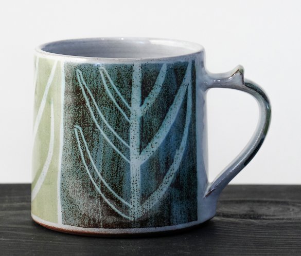 Small Tree Design Mug - dark green and lime green