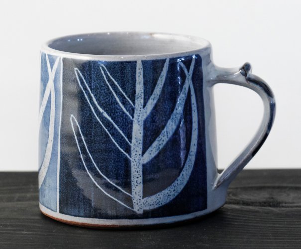 Small Tree Design Mug - dark blue with light blue
