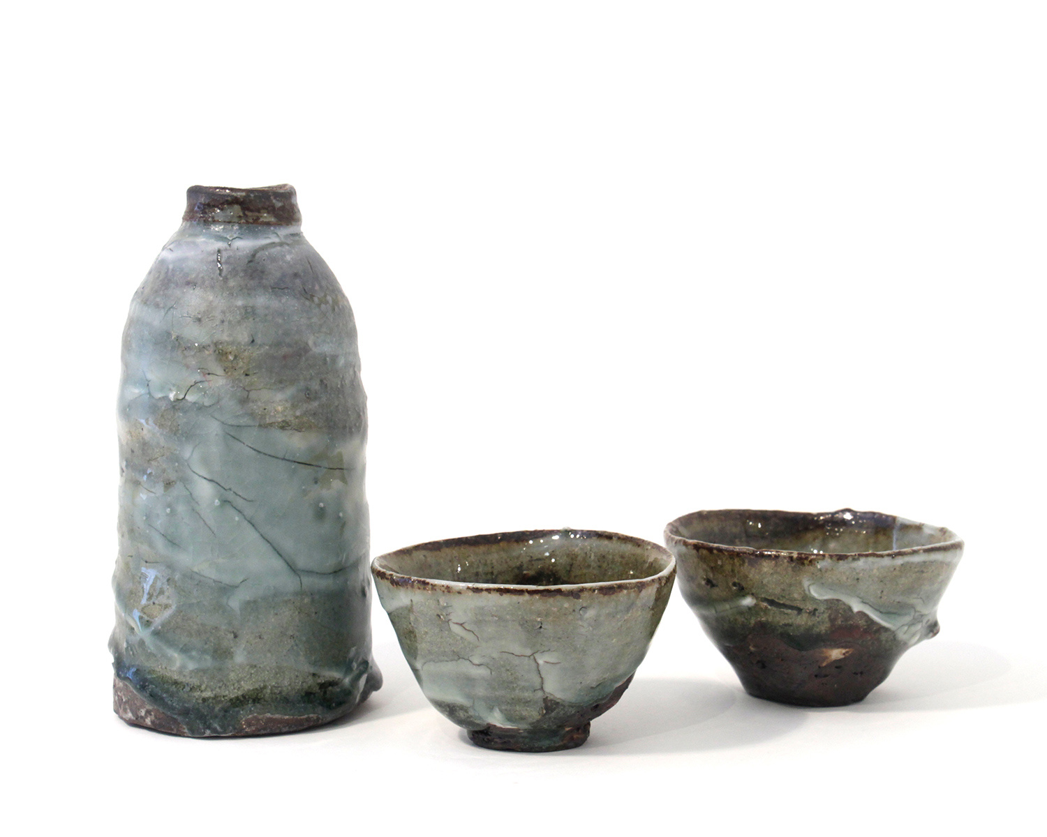 Celadon sake set by Margaret Curtis