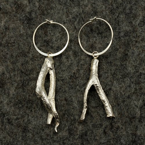 Seaweed Branch Hoop Drop Earrings