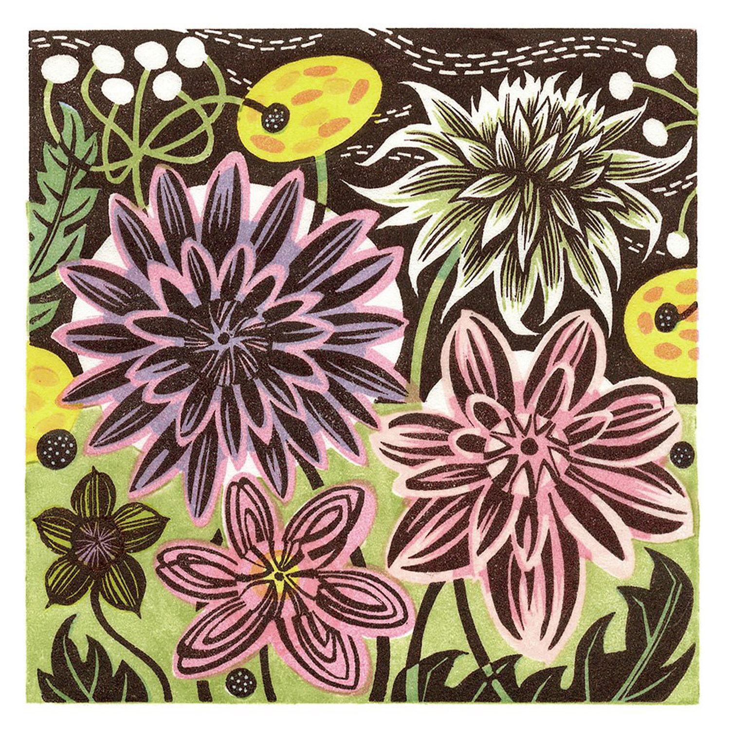 Dahlias & Anemones by Angie Lewin