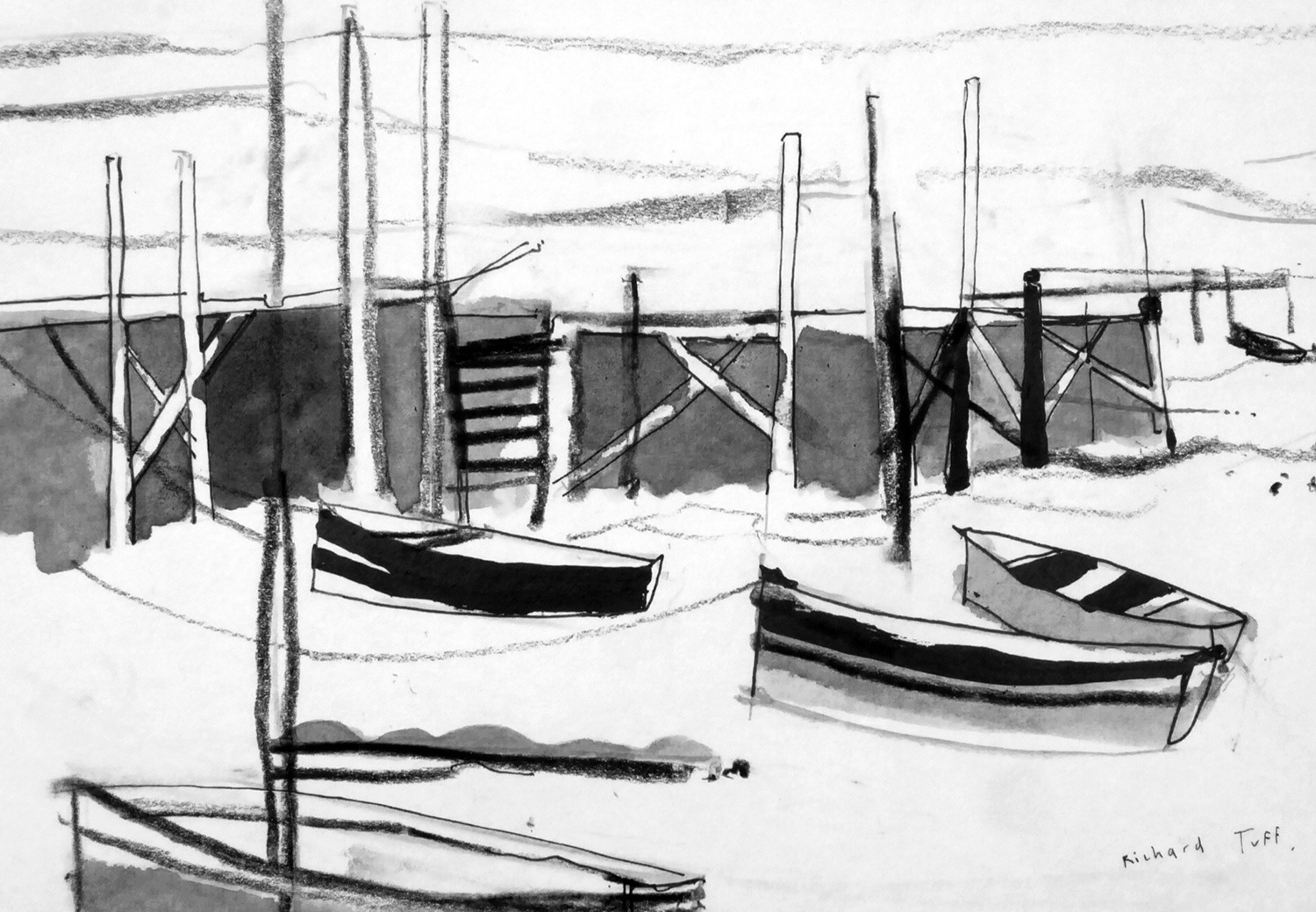 Boats by the Jetty by Richard Tuff